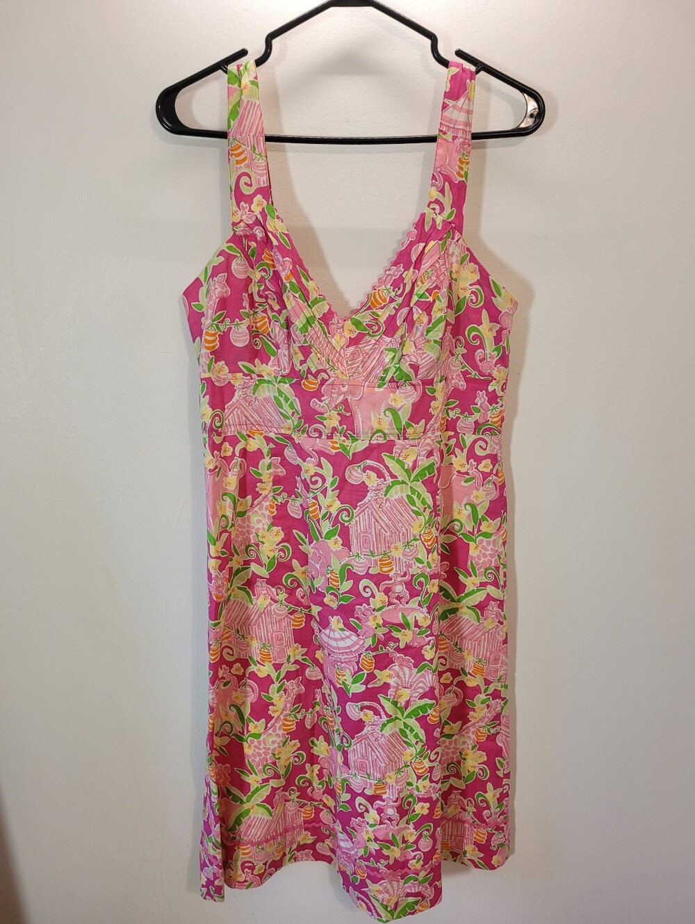 Vintage Lilly Pulitzer Pink Floral Animal Print Midi Dress - Size 8